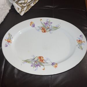 Antique 13 1/2 Bavaria V Tulip Platter Gold Trim